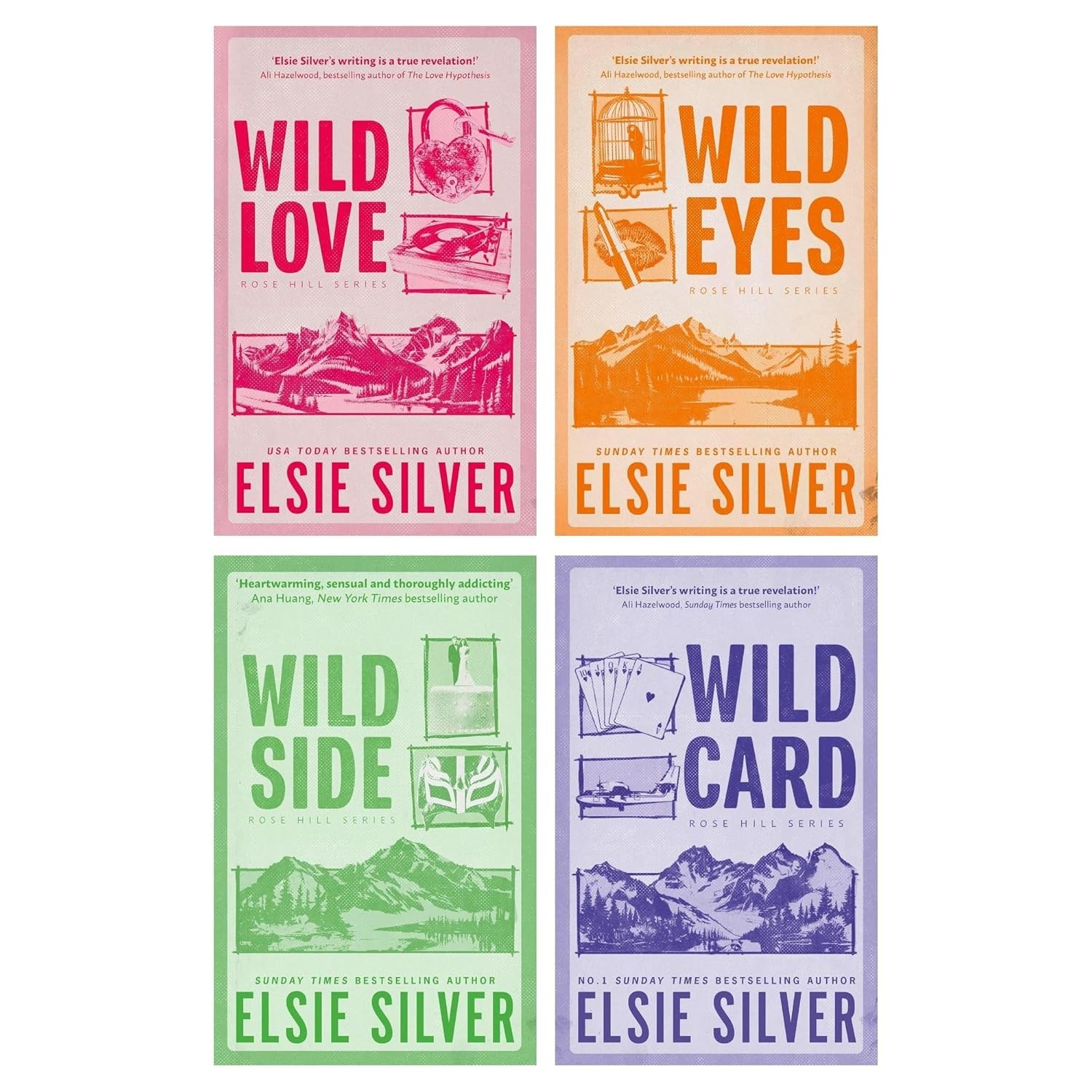 Rose Hill Series 4 Books Set By Elsie Silver Wild Love, Eyes, Side , Wild Card